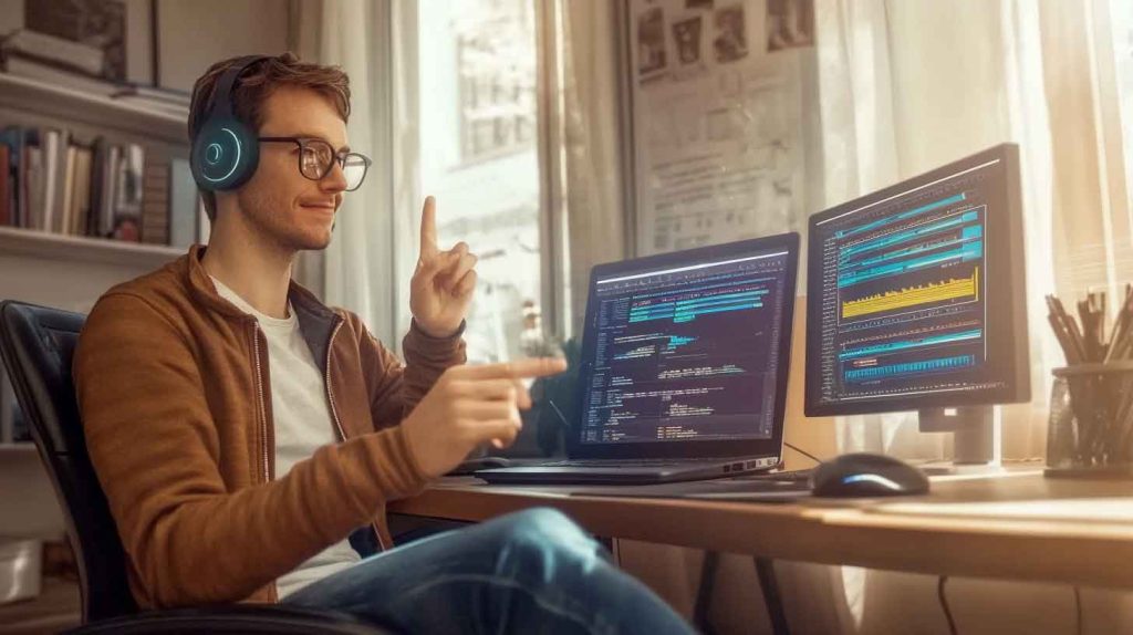 remote support tech at desk